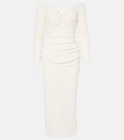 Carolina Herrera Off-shoulder ruched jersey midi dress