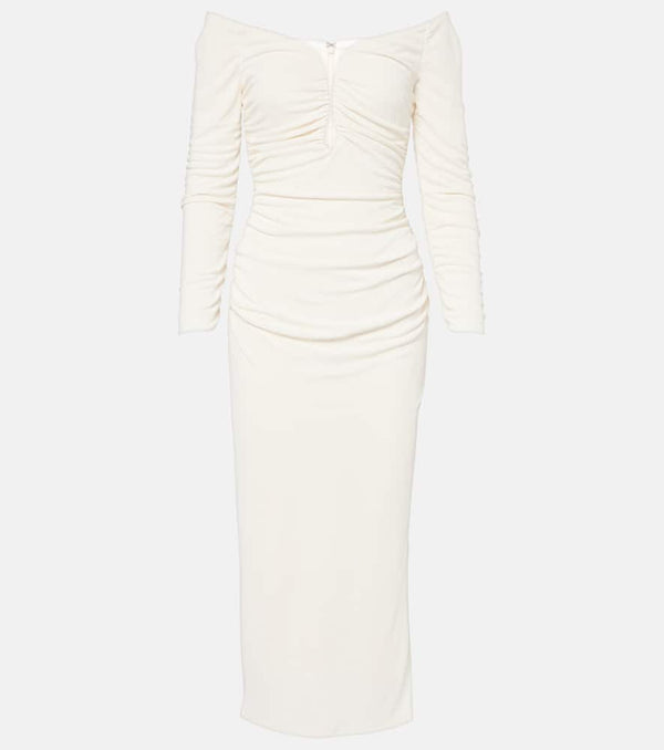 Carolina Herrera Off-shoulder ruched jersey midi dress