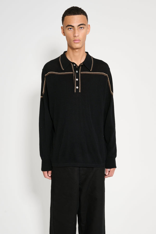 Carter Young Kowalski Knit Polo Black / Tan