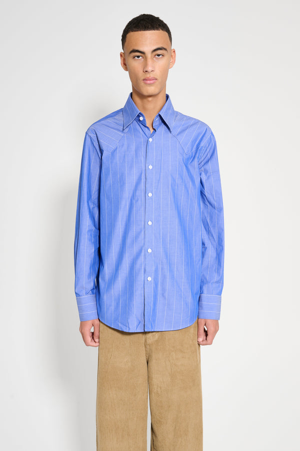 Carter Young Western Business Shirt Cobalt  Off-White