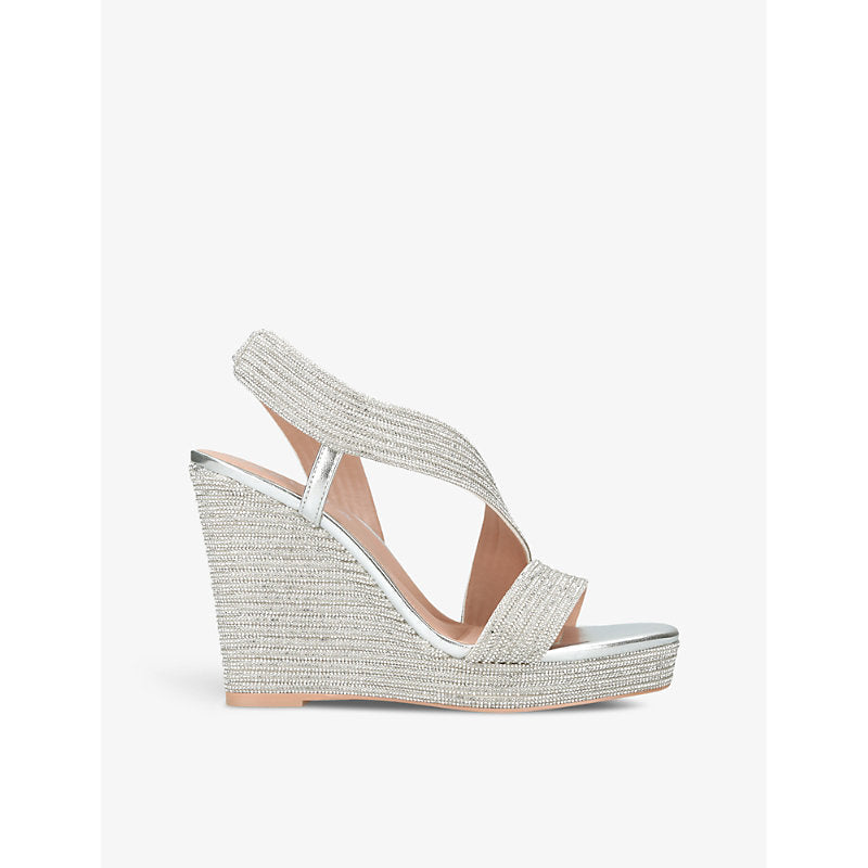 Carvela Gala crystal-embellished woven heeled sandals