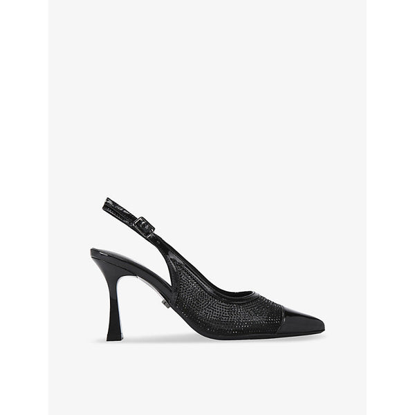 Womens Carvela Midnight crystal-embellished mesh slingback courts