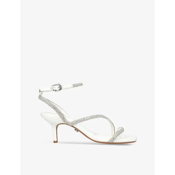 Carvela Paparazzi Low 55 crystal-embellished woven heeled sandals