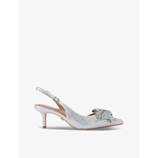 Carvela Regal crystal-bow kitten-heel woven slingbacks | Carvela