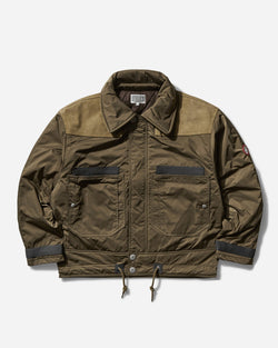 Cav Empt Men s Leather Shoulder Bomber Jacket Khaki