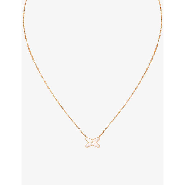 Chaumet Jeux de Liens 18ct rose-gold, 0.01ct brilliant-cut diamond and mother-of-pearl pendant necklace