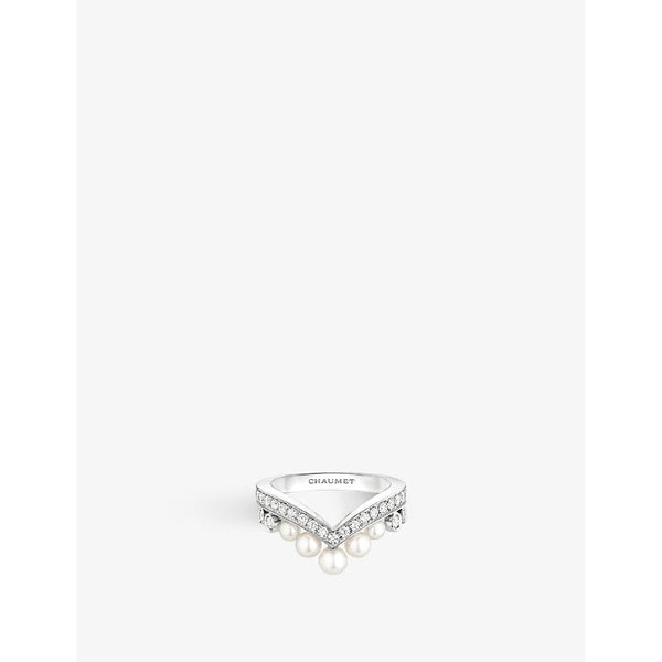 Chaumet Joséphine Aigrette 18ct white-gold, diamond and pearl ring