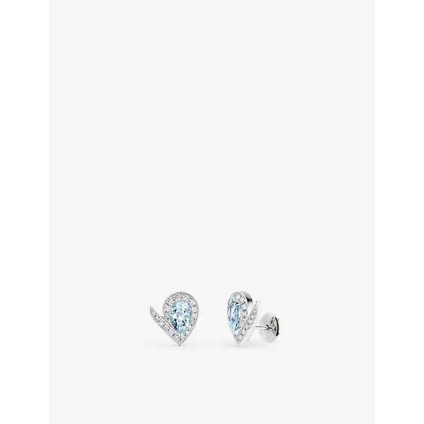 Chaumet Joséphine Aigrette 22ct white-gold, 0.35ct brilliant-cut diamond and 1.2ct pear-cut aquamarine earrings