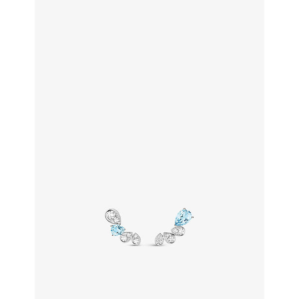 Chaumet Joséphine Ronde d'Aigrettes 18ct white-gold, 0.44ct brilliant-cut diamond and 0.91ct pear-cut aquamarine earrings