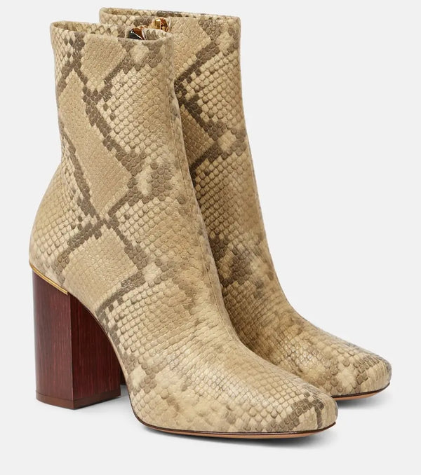 Chloé Ambre snake-effect leather ankle boots | LYBSTORE