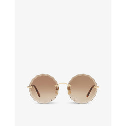 Chloe CH0047S metal scalloped round-frame sunglasses | LYBSTORE