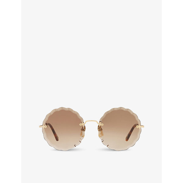 Chloe CH0047S metal scalloped round-frame sunglasses | LYBSTORE