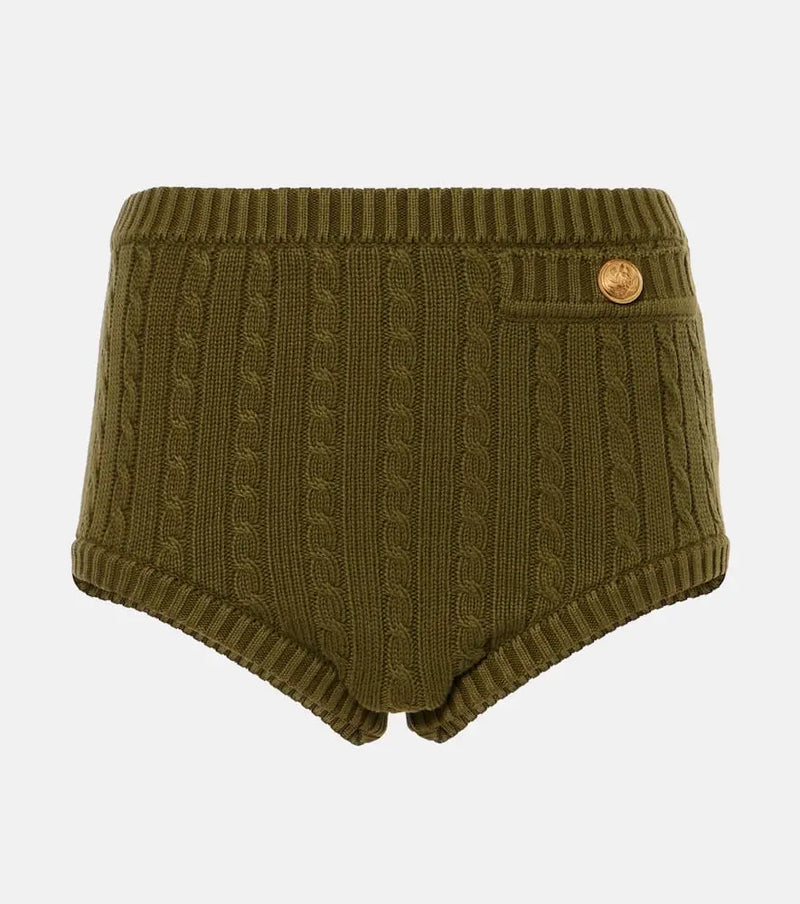 Chloé Cable-knit cotton-blend shorts