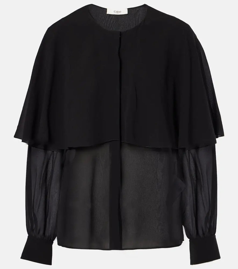 Chloé Caped silk georgette blouse | LYBSTORE