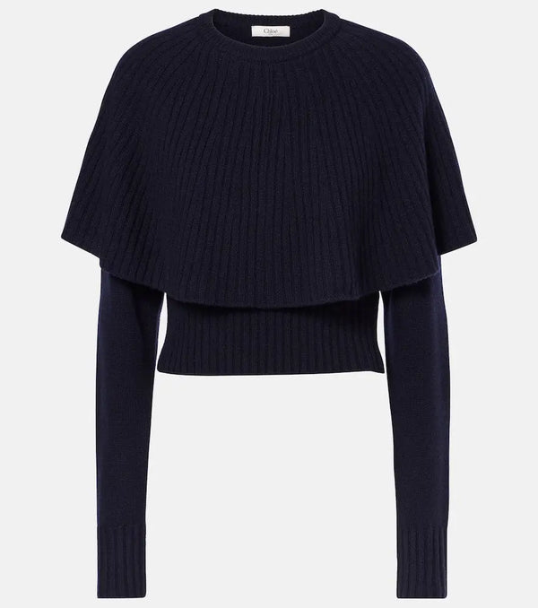 Chloé Caped wool and cashmere top | LYBSTORE