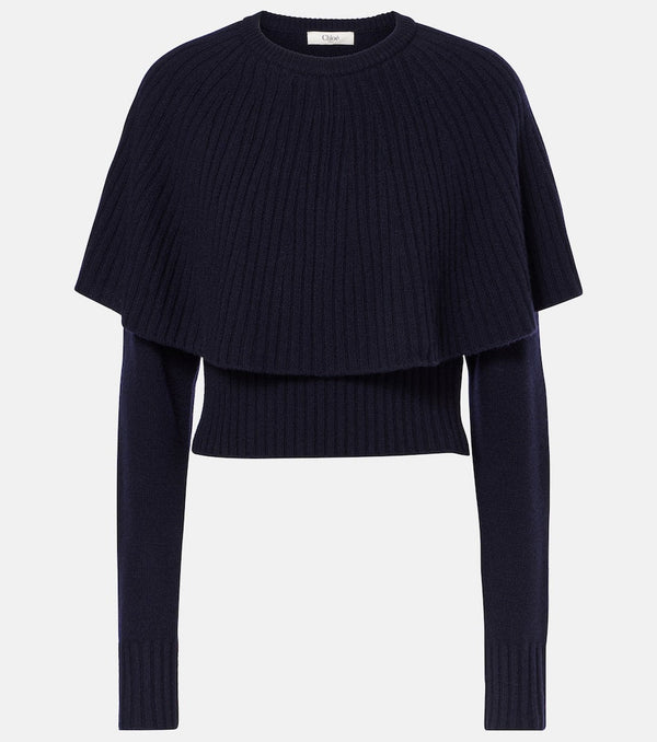 Chloé Caped wool and cashmere top | LYBSTORE