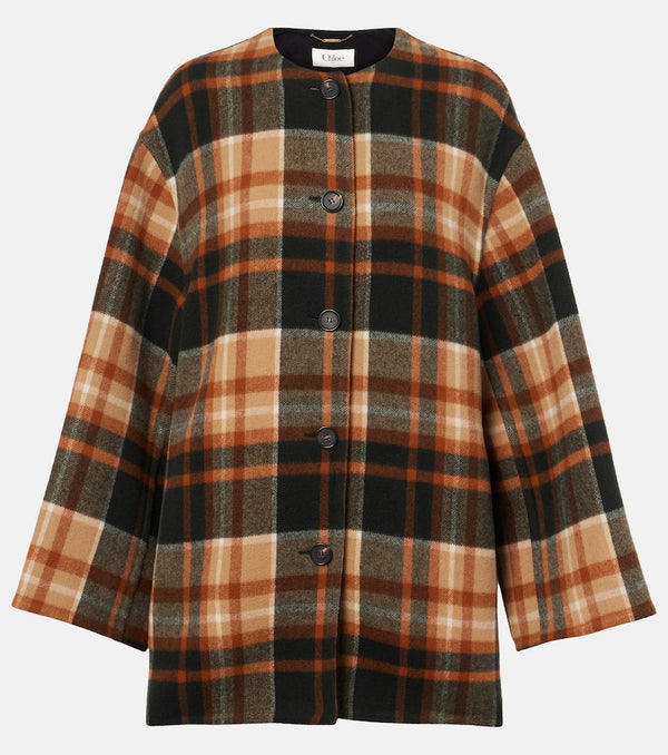 Chloé Checked wool and silk coat