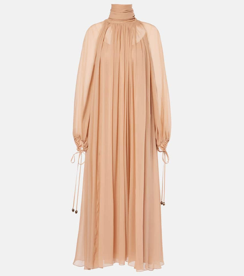 Chloé Gathered silk georgette maxi dress