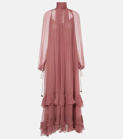 Chloé Gathered silk muslin gown