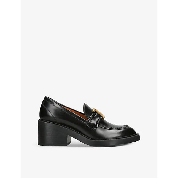 Chloe Marcie logo-plaque leather heeled loafers