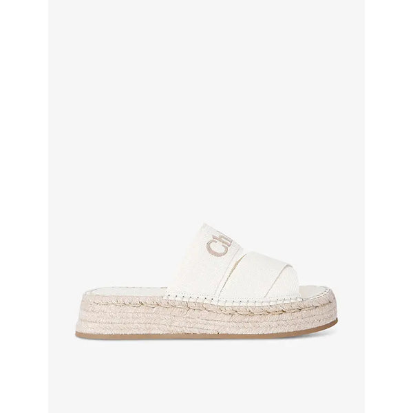 Chloe Mila logo-embroidered woven espadrille sandals