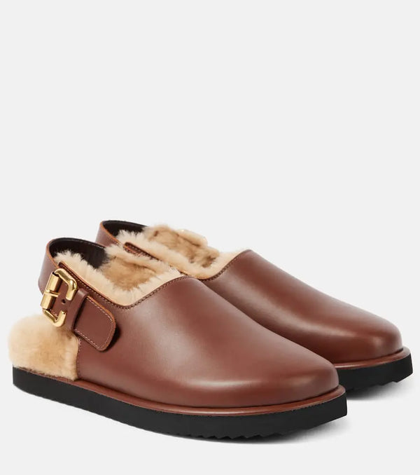 Chloé Nil shearling-lined leather mules | LYBSTORE