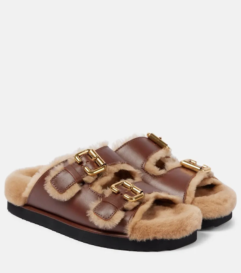 Chloé Nil shearling-lined leather sandals