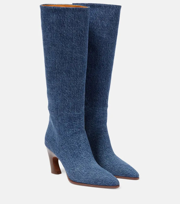 Chloé Oli denim knee-high boots | LYBSTORE