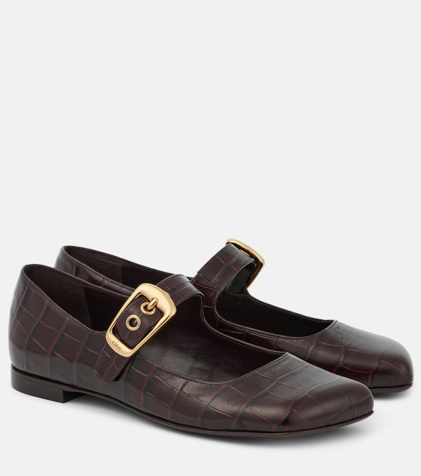 Chloé Polly croc-effect leather Mary Jane flats