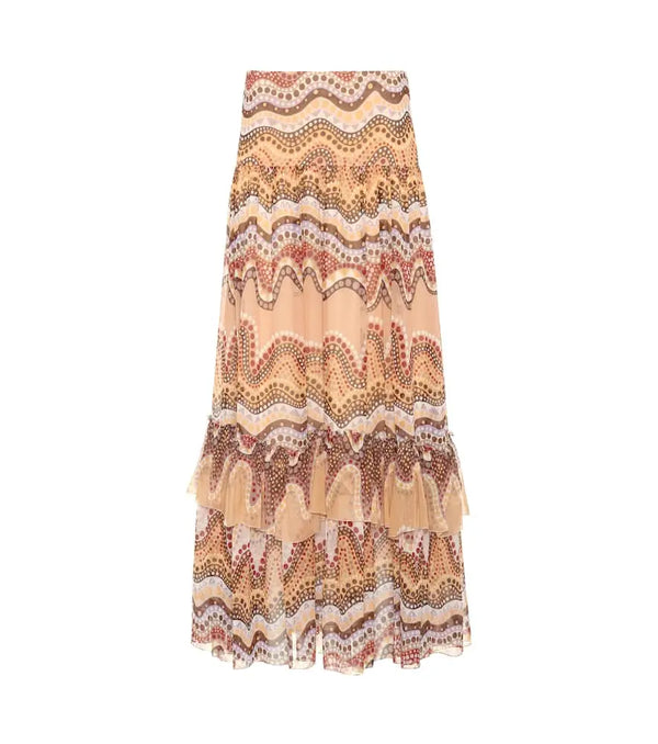 Chloé Printed silk-crepon skirt | LYBSTORE