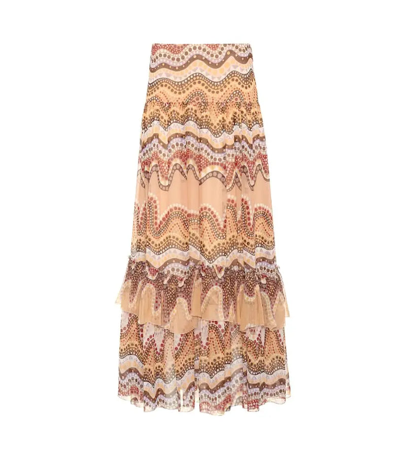 Chloé Printed silk-crepon skirt | LYBSTORE