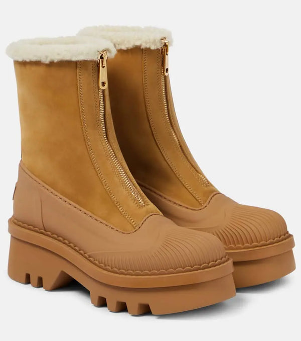 Chloé Raina shearling-lined leather ankle boots | LYBSTORE