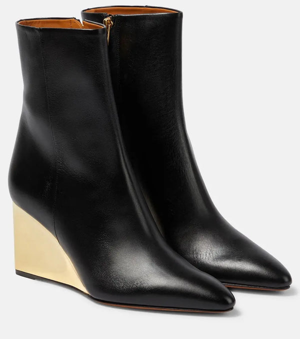 Chloé Rebecca leather wedge ankle boots | LYBSTORE