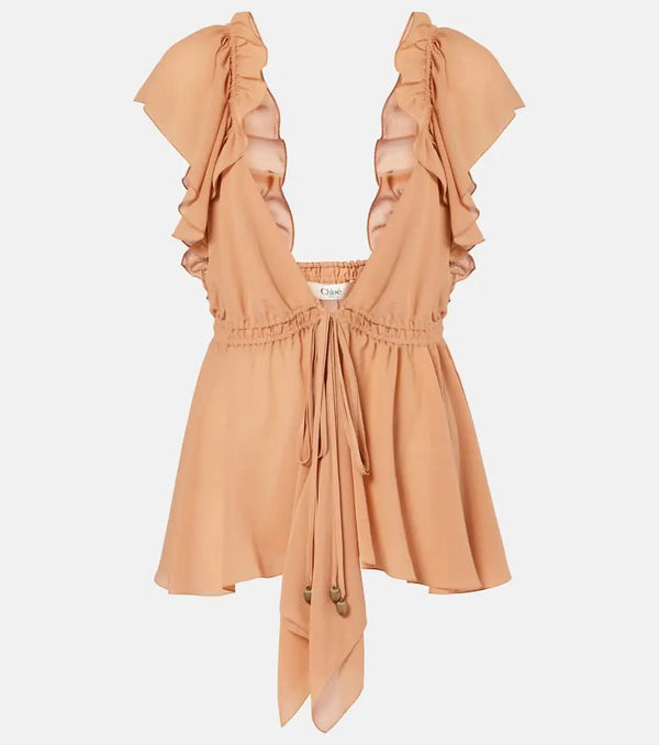 Chloé Ruffled silk chiffon top | LYBSTORE