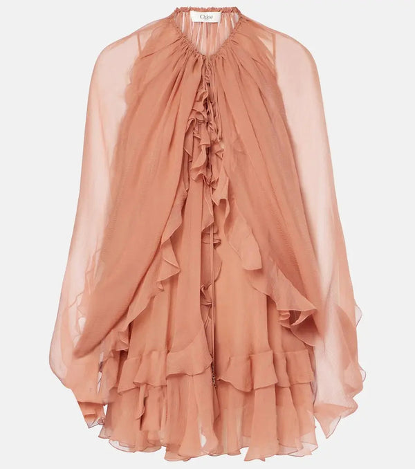 Chloé Ruffled silk muslin cape | LYBSTORE