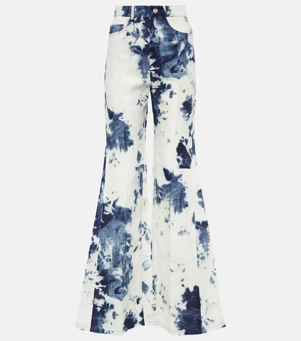 Chloé Tie-dye linen flared pants | LYBSTORE