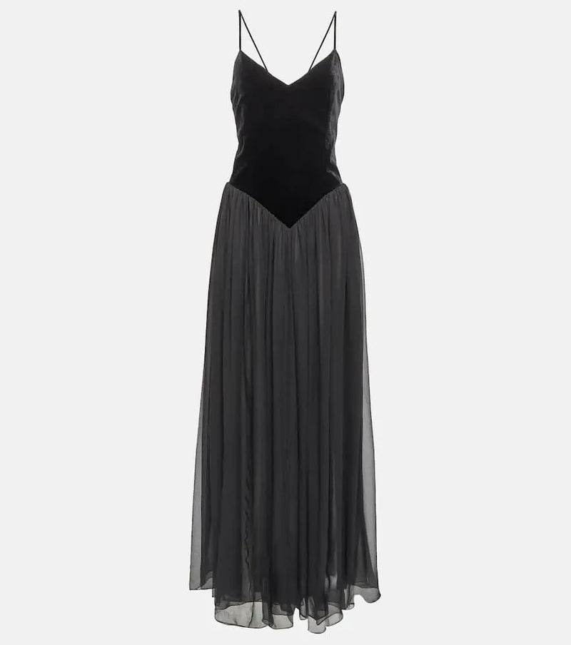 Chloé Velvet and silk maxi dress | LYBSTORE