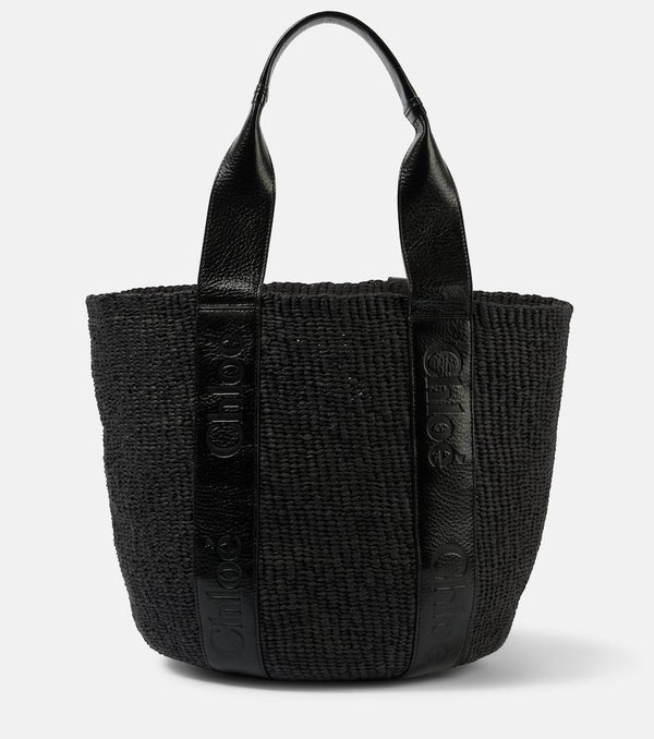 Chloé Woody Medium raffia-effect tote bag