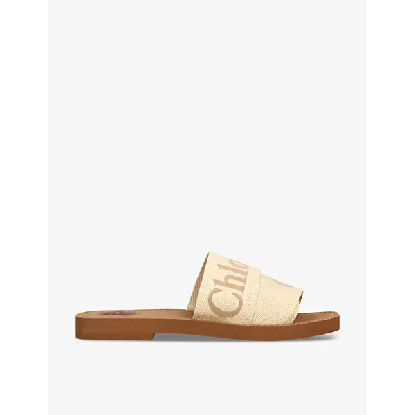 Chloe Woody logo-embroidered linen-blend mules | Chloe