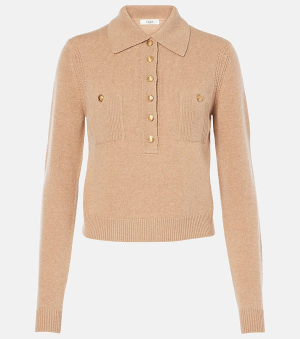 Chloé Wool and cashmere polo sweater