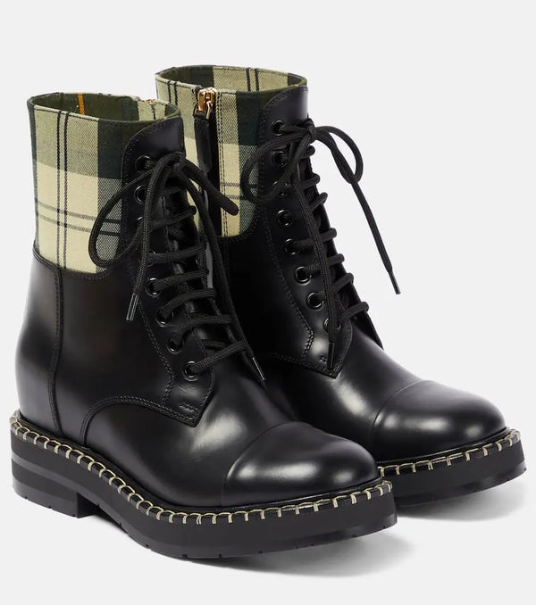 Chloé x Barbour lace-up leather ankle boots | LYBSTORE