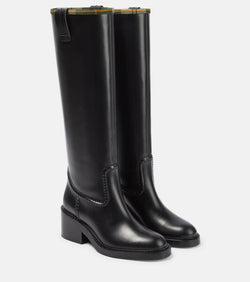 Chloé x Barbour leather knee-high boots