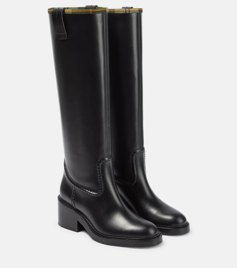 Chloé x Barbour leather knee-high boots