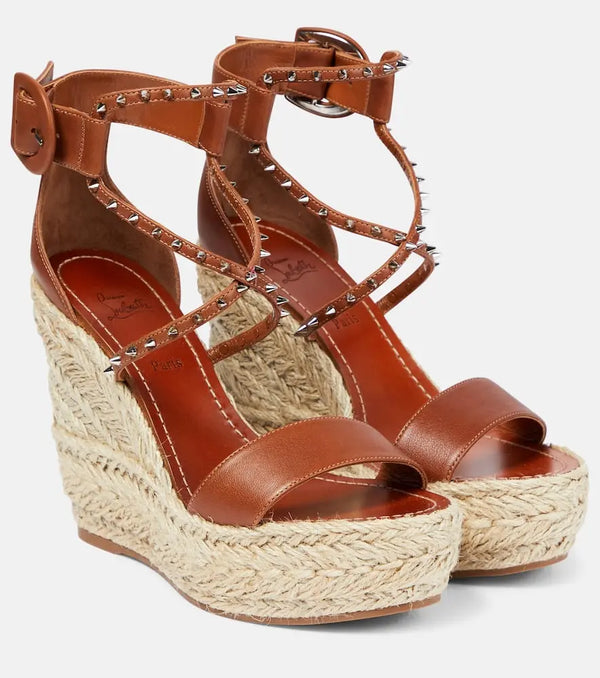 Christian Louboutin Chocazeppa leather wedge espadrilles | LYBSTORE