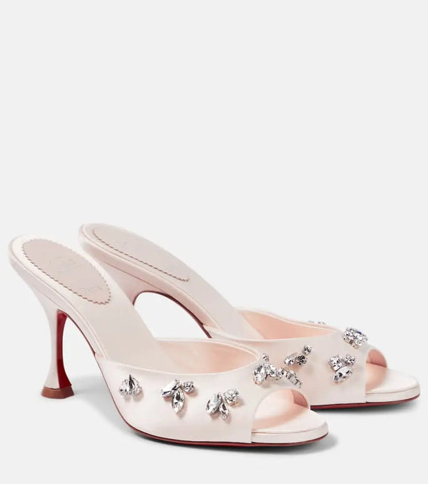 Christian Louboutin Degraqueen 85 embellished crêpe mules | LYBSTORE