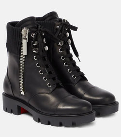 Christian Louboutin En Hiver Lug leather combat boots