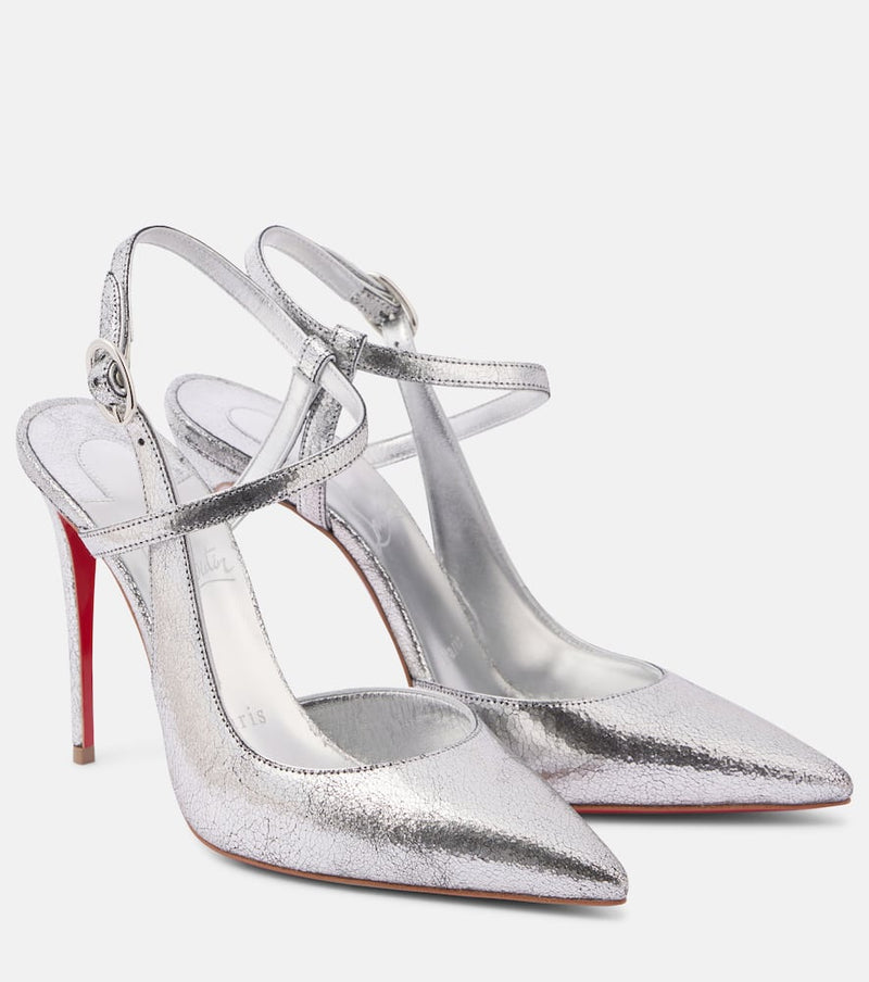 Christian Louboutin Jenlove 100 metallic leather slingback pumps