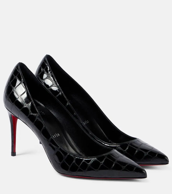 Christian Louboutin Kate 85 croc-effect leather pumps | LYBSTORE