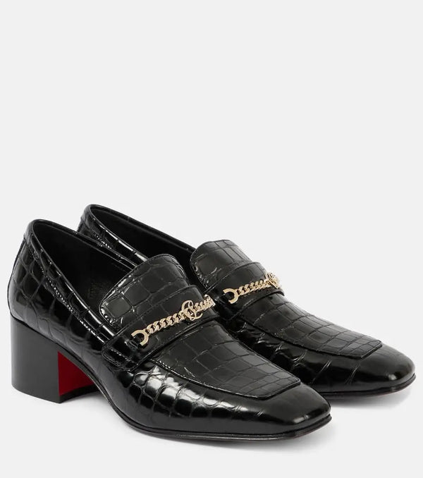 Christian Louboutin MJ Moc croc-effect leather loafers | LYBSTORE