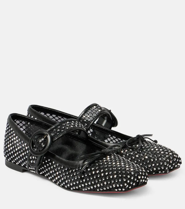 Christian Louboutin Mamastrapitina embellished mesh ballet flats | LYBSTORE